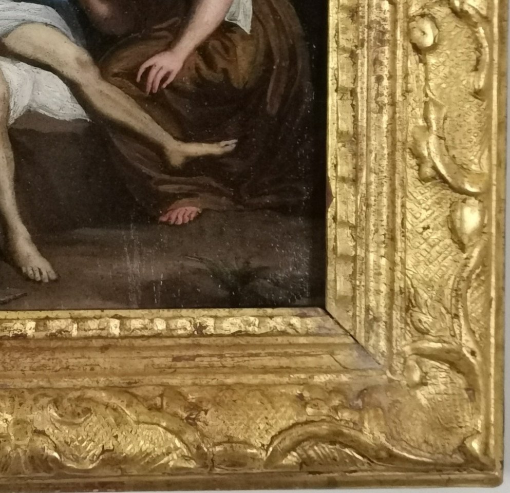 La Déploration Du Christ, Huile Sur Cuivre Du XVIIe Siècle.-photo-4