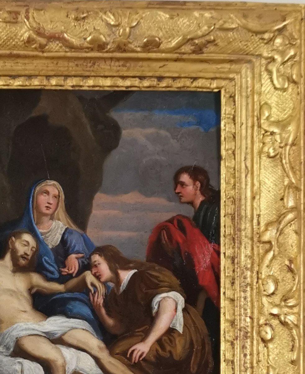 La Déploration du Christ, Ecole d'Anvers sur cuivre du XVIIe siècle  d'A van Dyck (1599-1641)-photo-3
