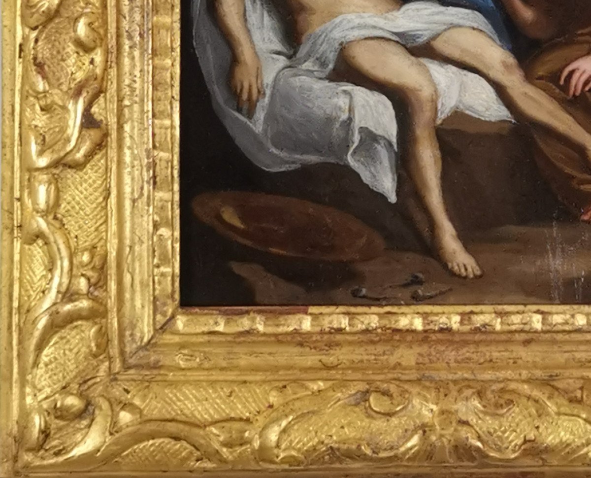 La Déploration du Christ, Ecole d'Anvers sur cuivre du XVIIe siècle  d'A van Dyck (1599-1641)-photo-4