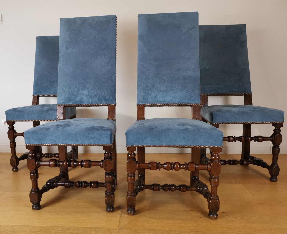 A Louis XIII Set Of Six Walnut Chairs.17th Century, Circa 1640-1650.-photo-2