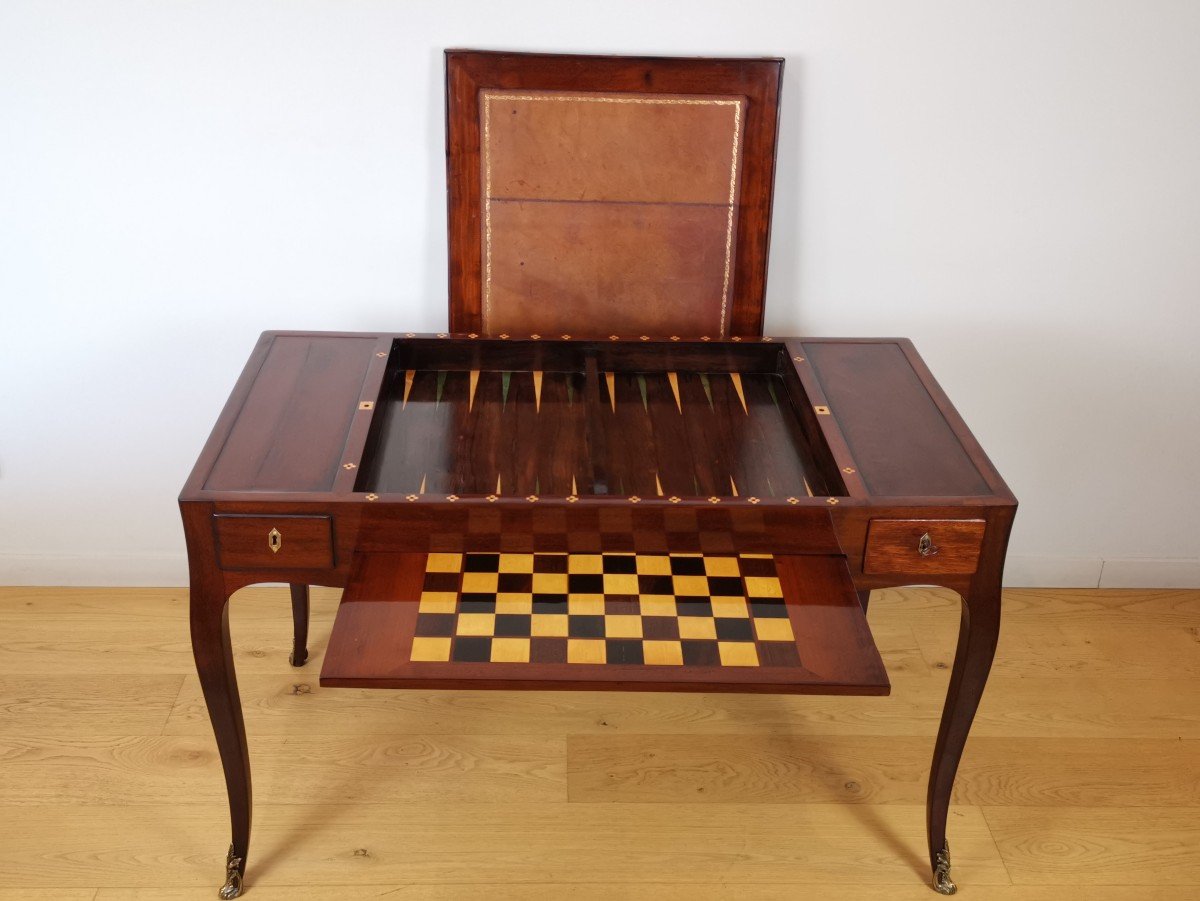 A Louis XV  Table De Tric-trac   Stamped By Denis-louis Ancellet Jurande Jme.-photo-2