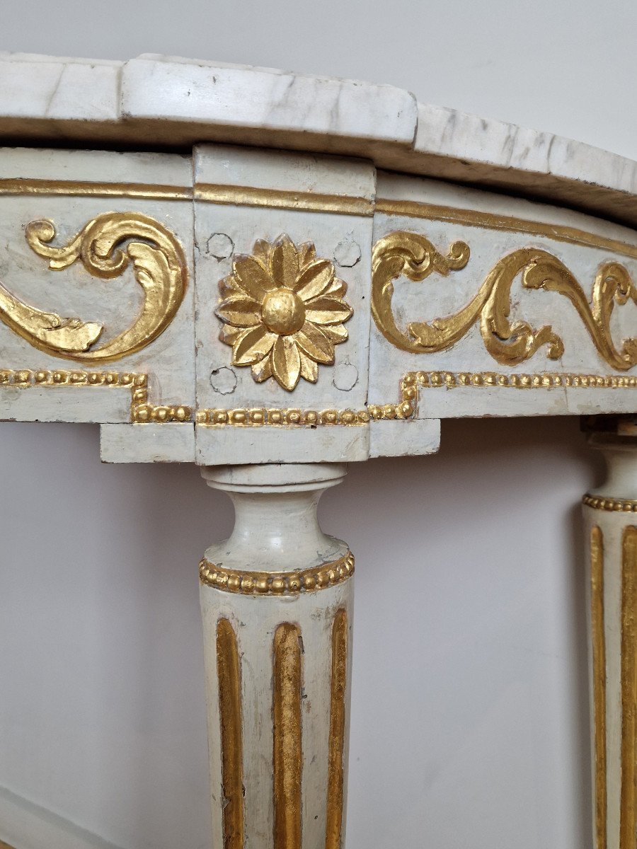 Console En Demi-lune à Quatre Pieds D’époque Louis XVI, Vers 1780 -photo-6