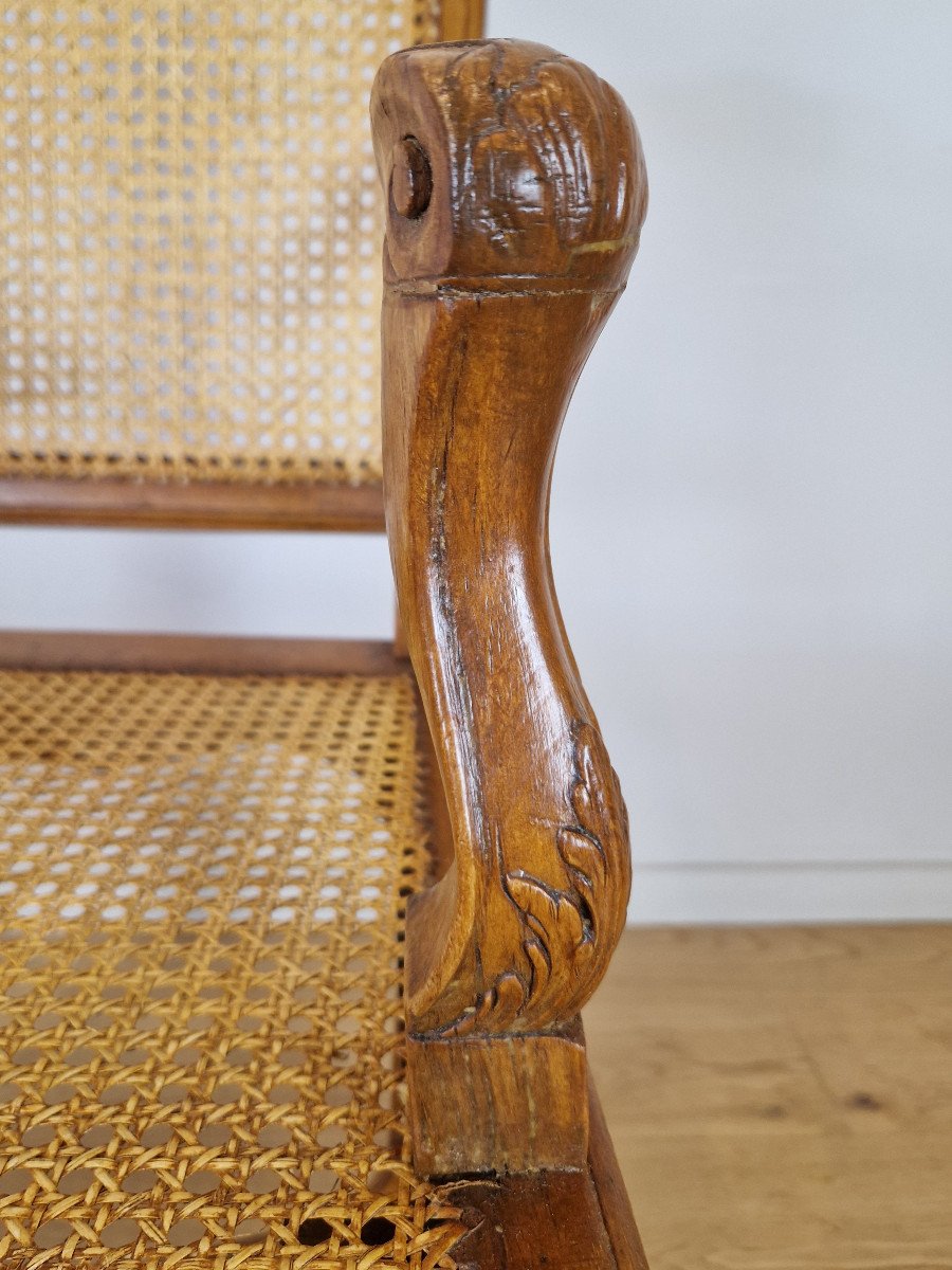 Suite Of Four Caned Armchairs From The Regency Period.-photo-7