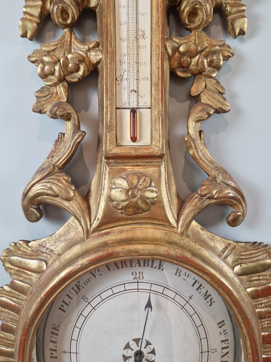 Baromètre-thermomètre Néo-classique aux attributs de l'amour, d’époque Transition.-photo-7