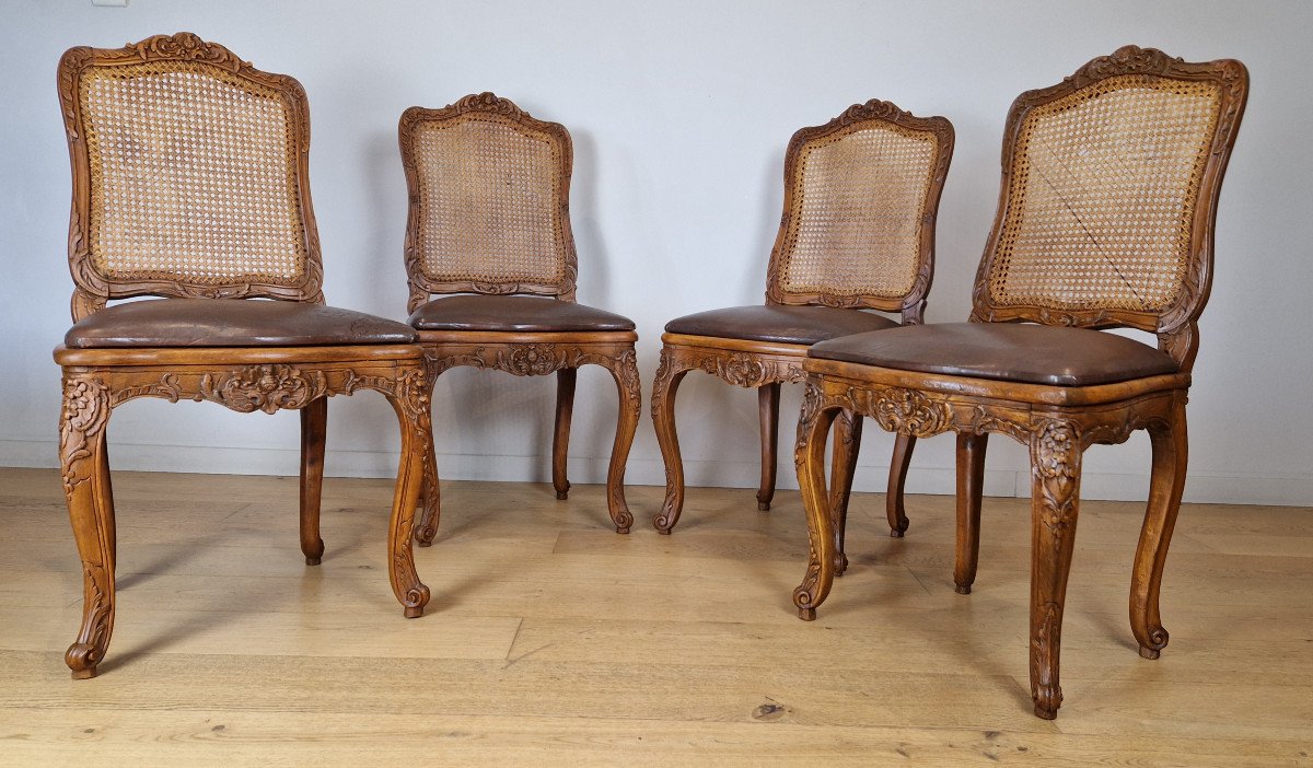 Suite Of Four Louis XV Chairs, 18th Century, Circa 1740.