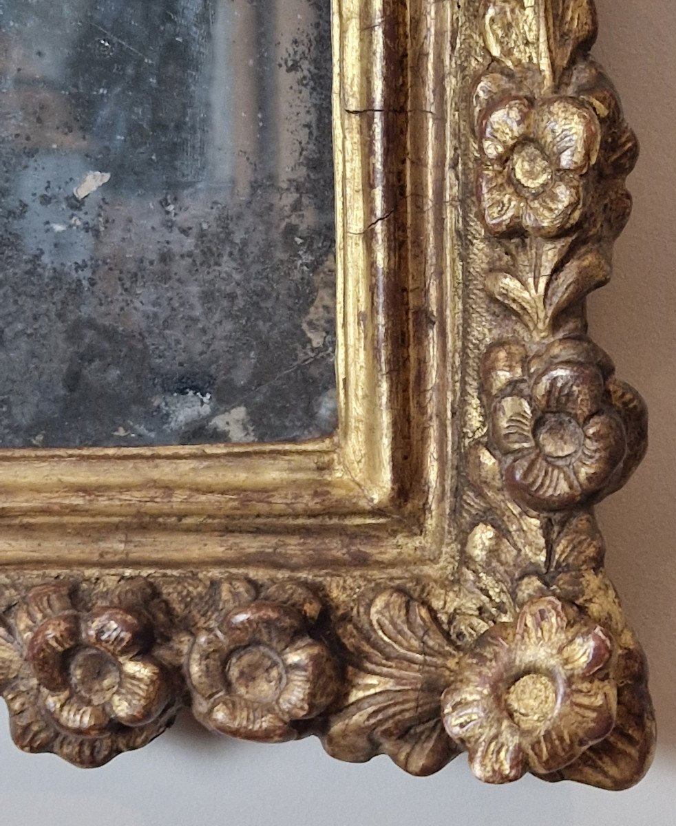 Miroir d'époque Louis XV En Bois Doré, Milieu Du XVIIIe Siècle.-photo-1