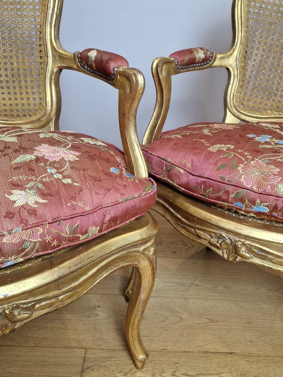 A Louis XV Giltwood Armchairs Attributed François-noël Geny Mid 18th Century.-photo-2