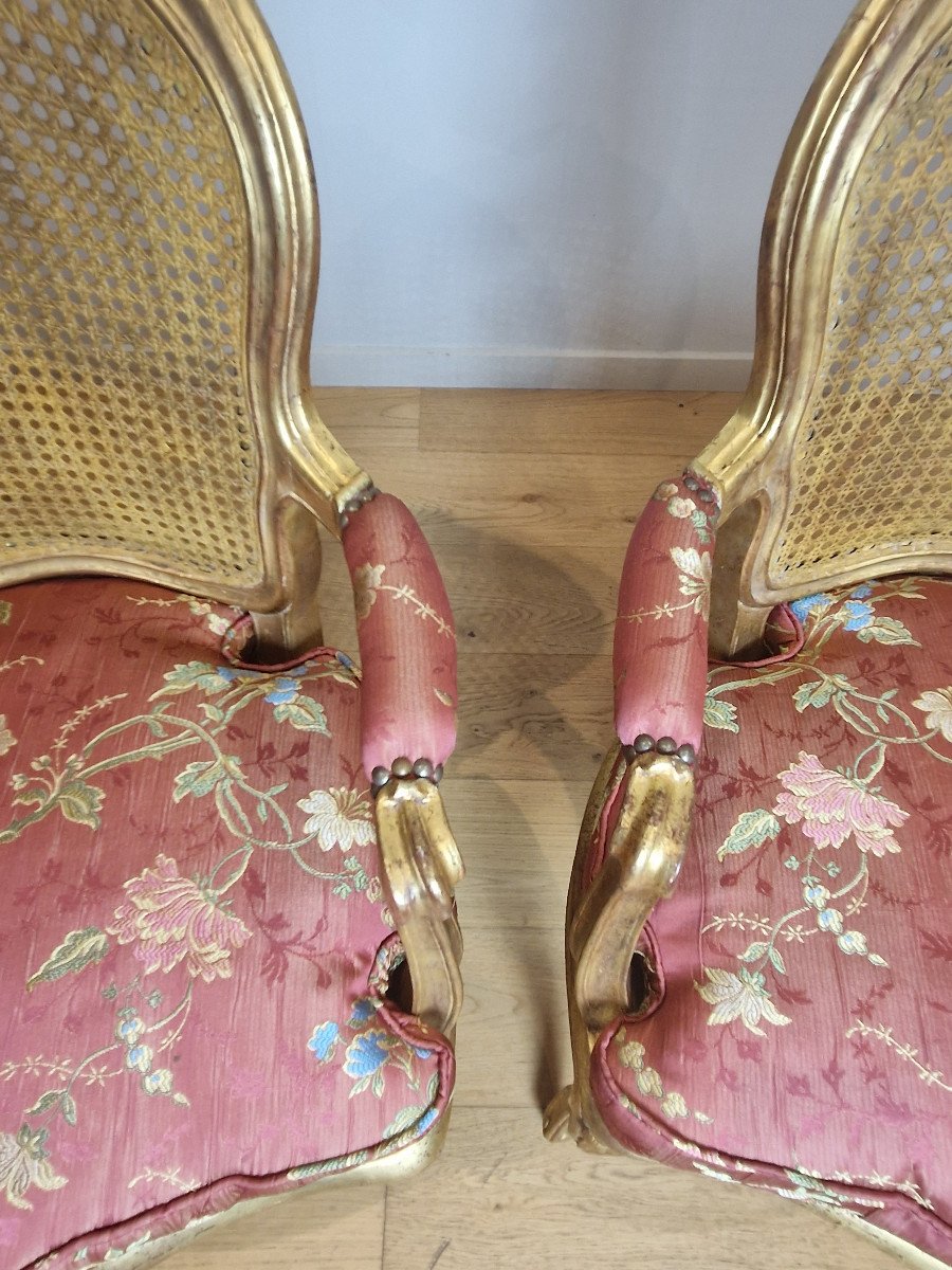 A Louis XV Giltwood Armchairs Attributed François-noël Geny Mid 18th Century.-photo-7