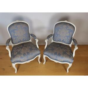 A Pair Louis XV Armchairs Stamped By Lefèvre.