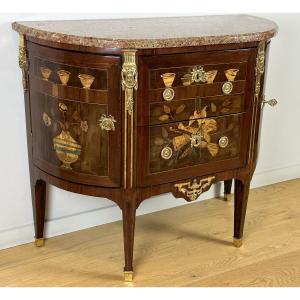 A Louis XVI Demi-lune  Chest Of Drawers  Stamped By Fidelys Schey, Late 18th Century.
