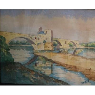Robert Puech - Le Pont Saint Benezet École Avignonnaise Fin XIX Début XXe