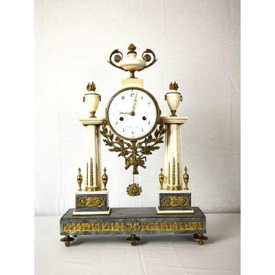 A Louis XVI Portico Marble And Gilt-bronze Mantel Clock Circa 1780