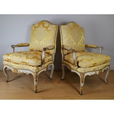 Pair Of Large Armchairs From Comtat Venaissin From The Regency Period.