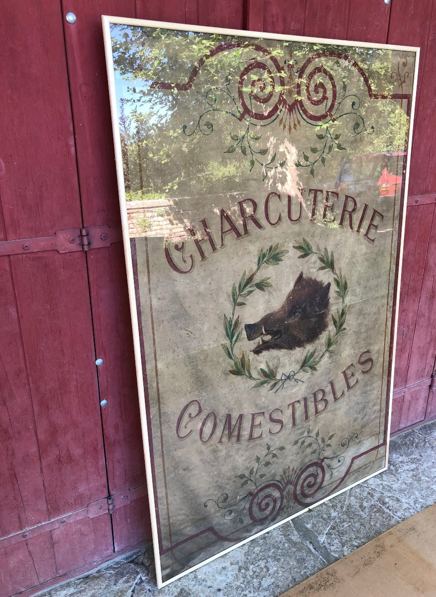 Ancien Store Intérieur De Vitrine De Charcuterie, Comestibles.-photo-4
