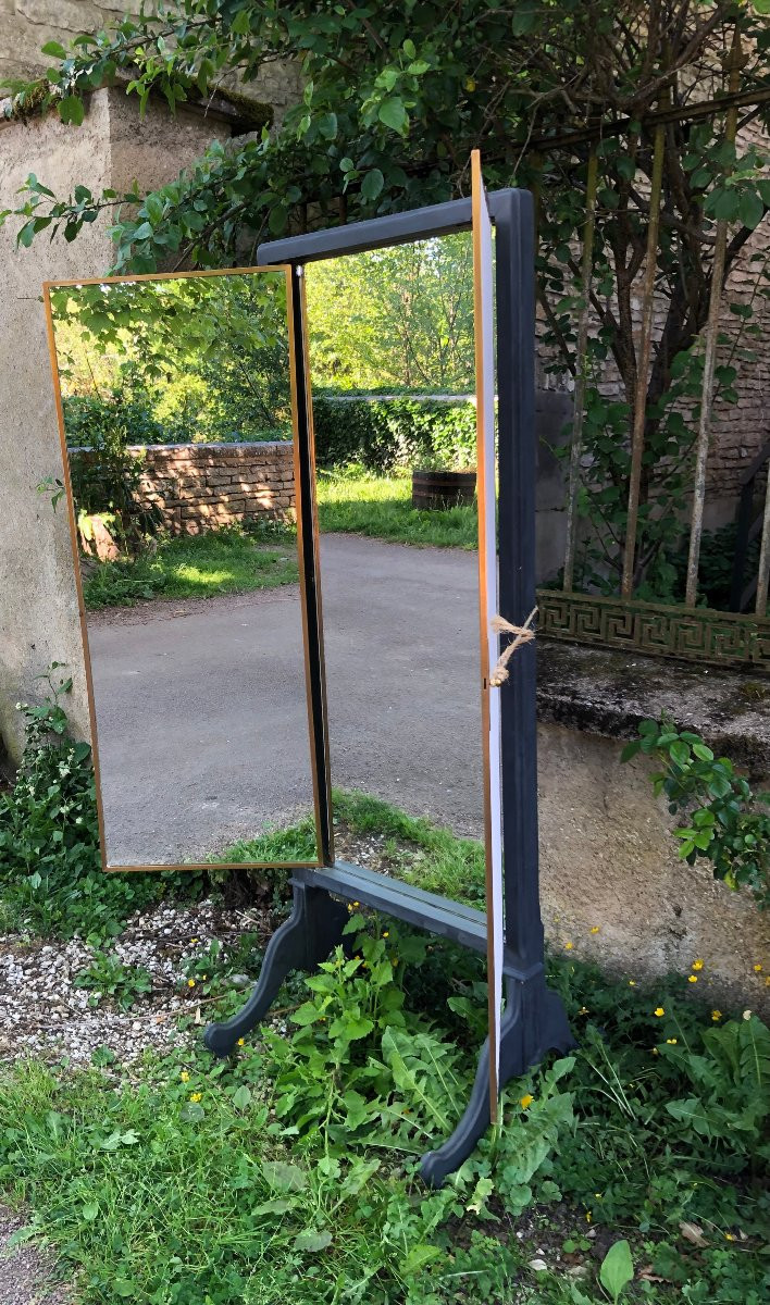 Antique Large Triptych Mirror From Maison Brot In Paris. Trade, Couturier, Shop.-photo-1