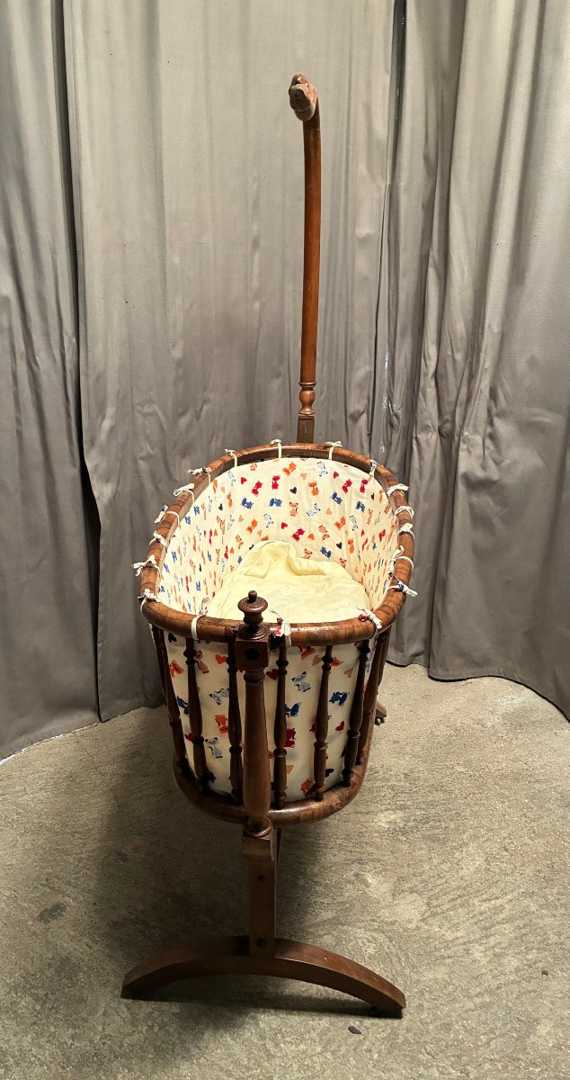 Ancien grand berceau, col de cygne, début du 19ème siècle.-photo-3