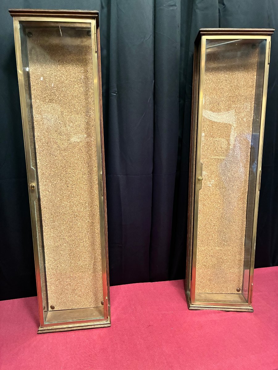Pair Of Antique Wall-mounted Showcases For A Jewelry Store, Store Or Business.