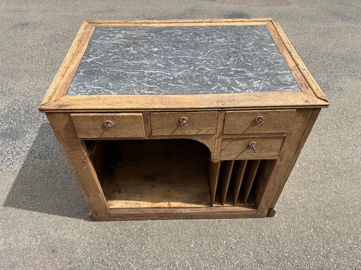 Ancien meuble comptoir de caisse, magasin, métier, commerce.-photo-1