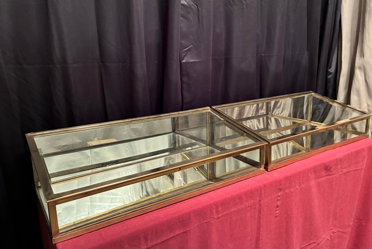 Pair Of Antique Store Display Cases. Jewelry Store, Perfume Shop, Candy Store, Delicatessen.-photo-2