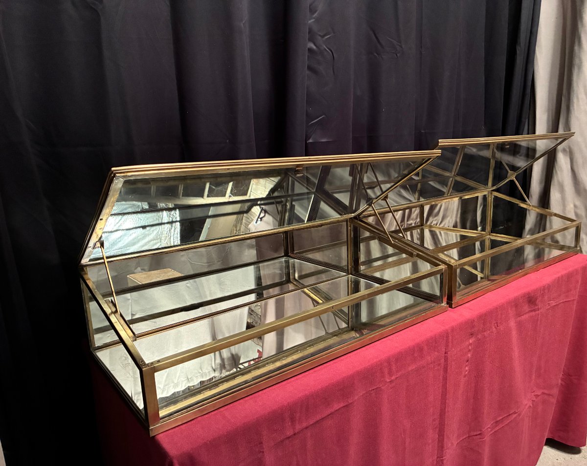 Pair Of Antique Store Display Cases. Jewelry Store, Perfume Shop, Candy Store, Delicatessen.-photo-2