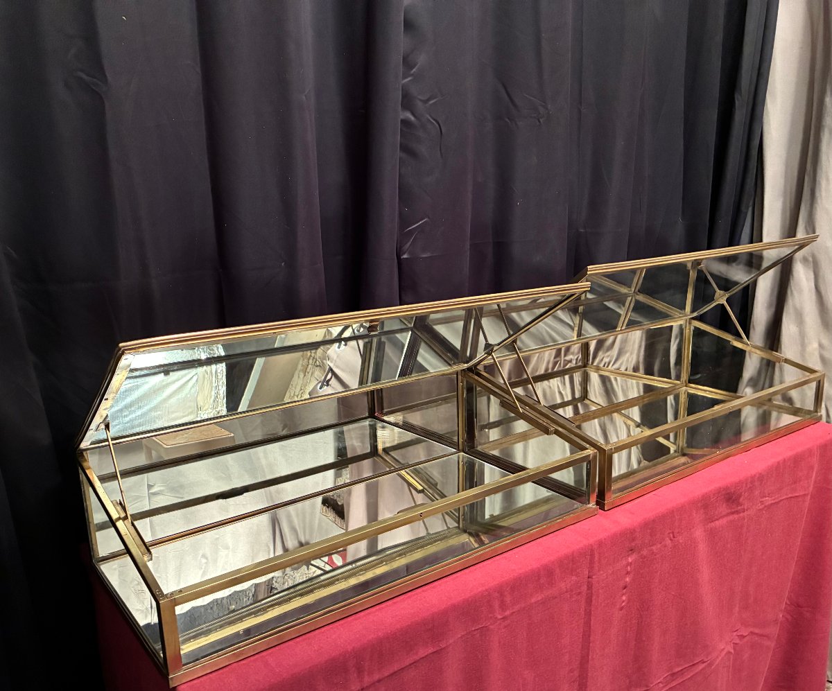 Pair Of Antique Store Display Cases. Jewelry Store, Perfume Shop, Candy Store, Delicatessen.-photo-3