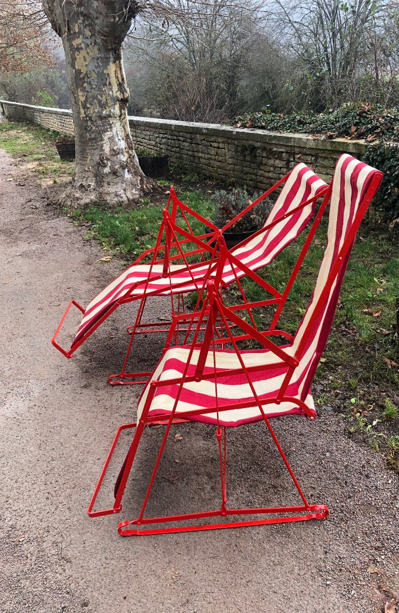 Pair Of Long Garden Chairs.-photo-1