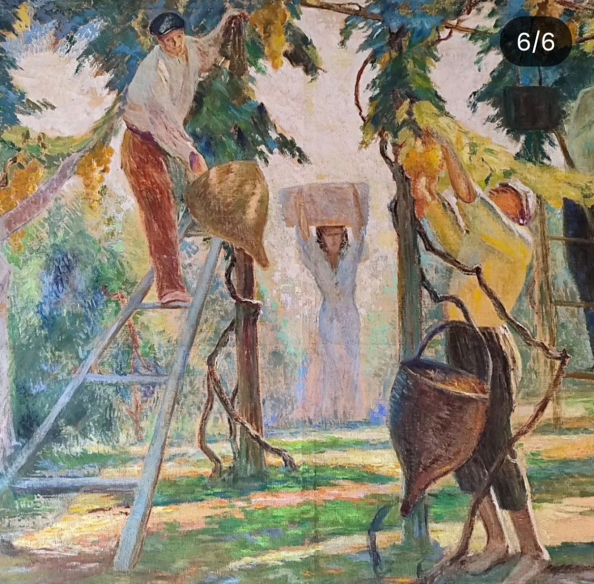 Monumental Painting Of A Grape Harvest Scene -photo-2