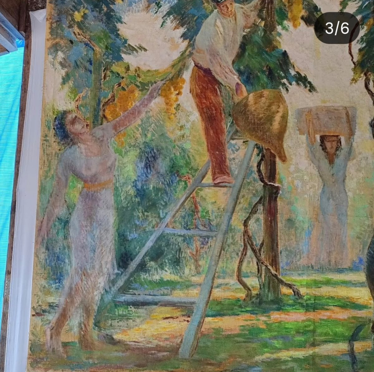 Monumental Painting Of A Grape Harvest Scene -photo-3