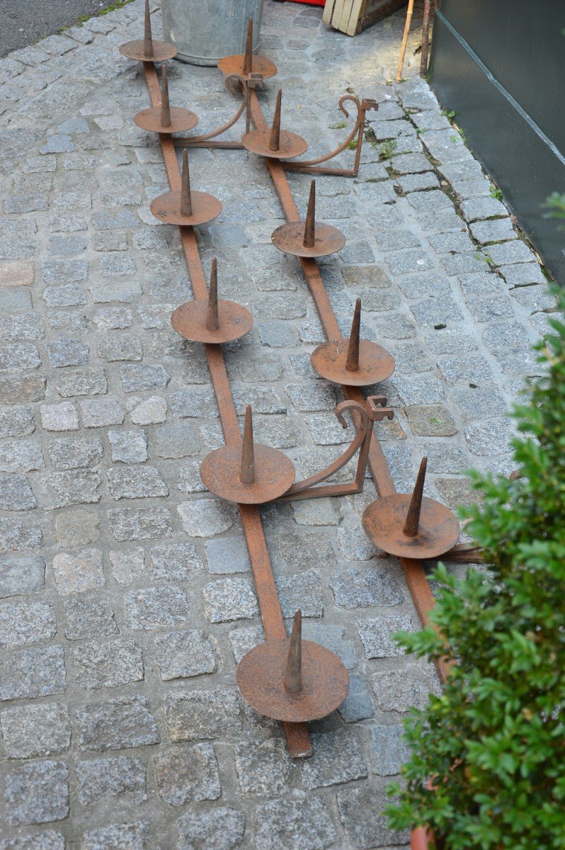 Pair Of Long Candlesticks In Cast Iron