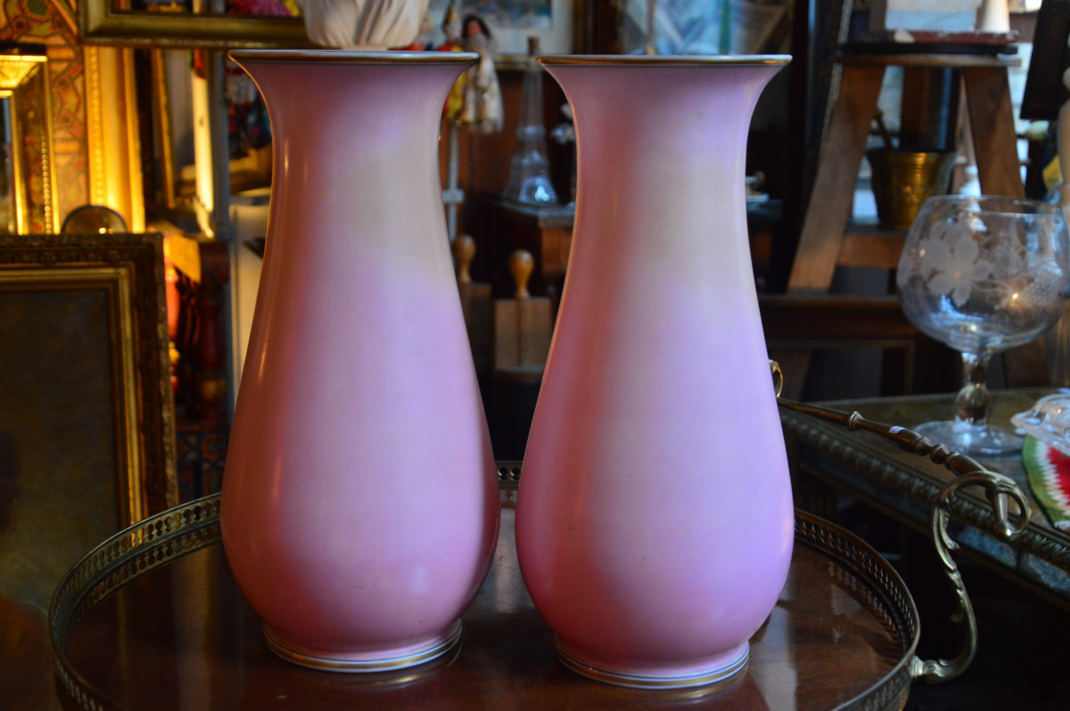 Pair Of Opaline Vases With Feminine Profiles-photo-4
