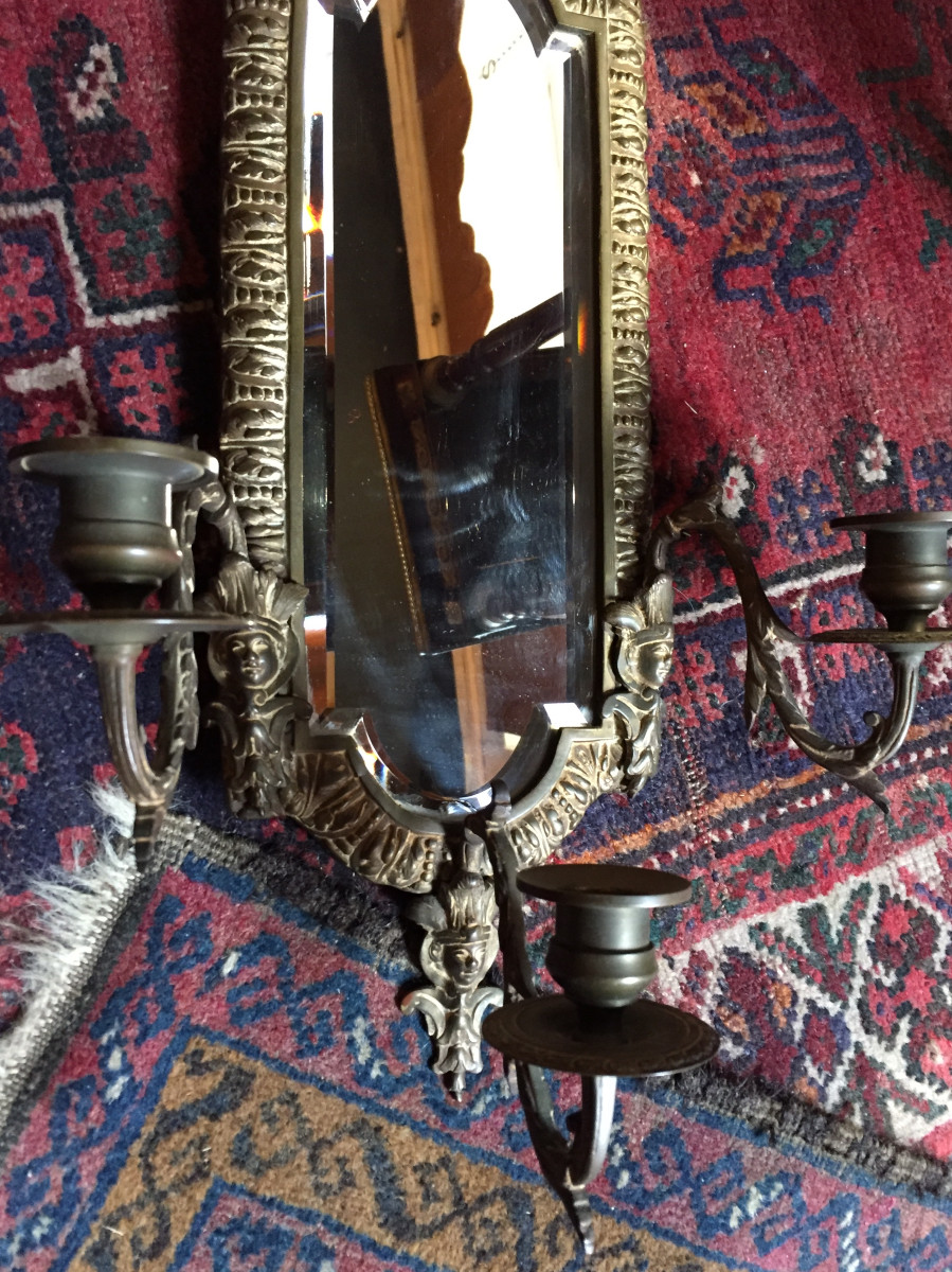 Pair Of Bronze Wall Sconces-photo-2