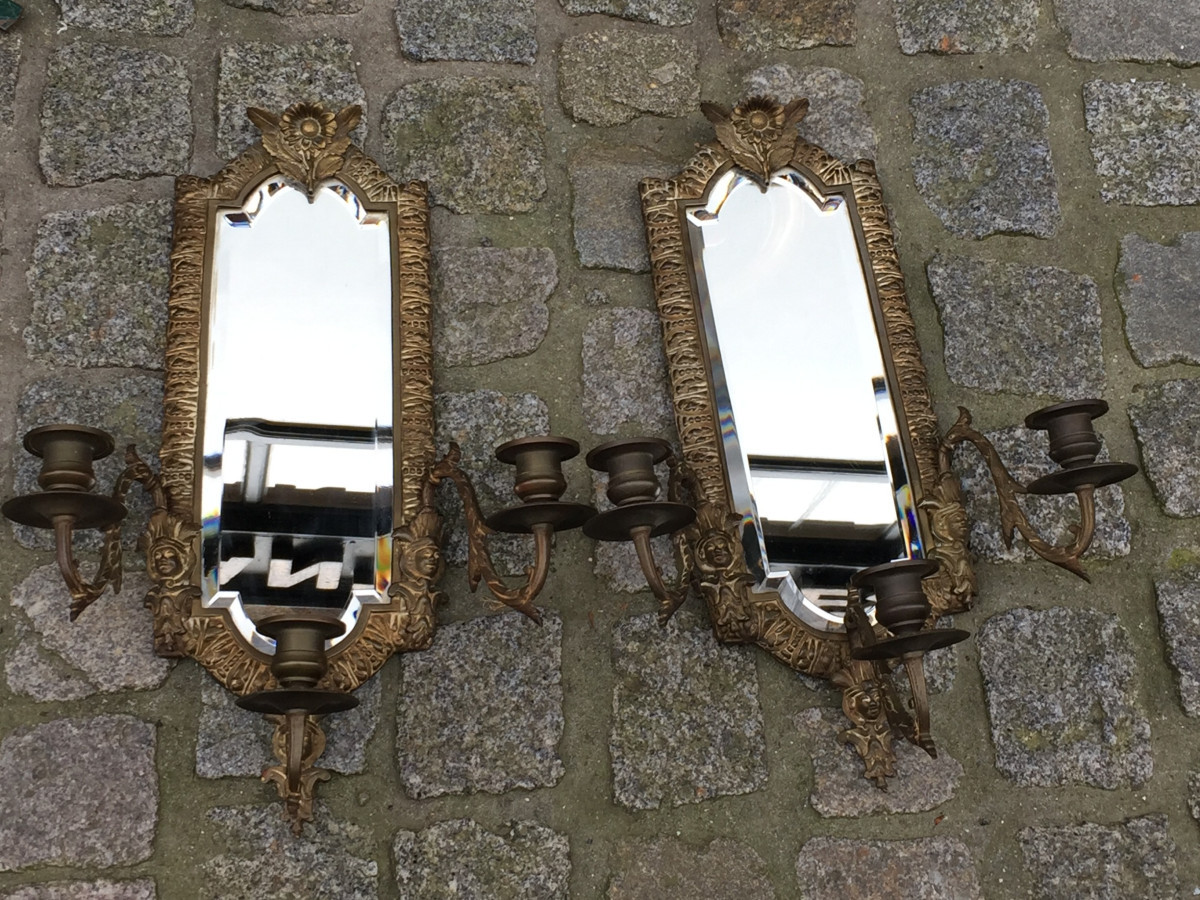 Pair Of Bronze Wall Sconces