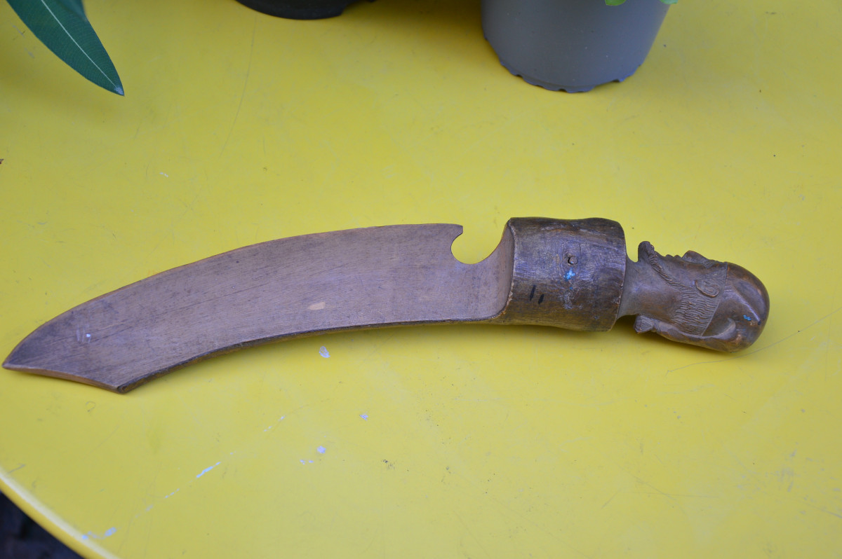 Coupe Papier Bois Sculpté XIX ème-photo-2