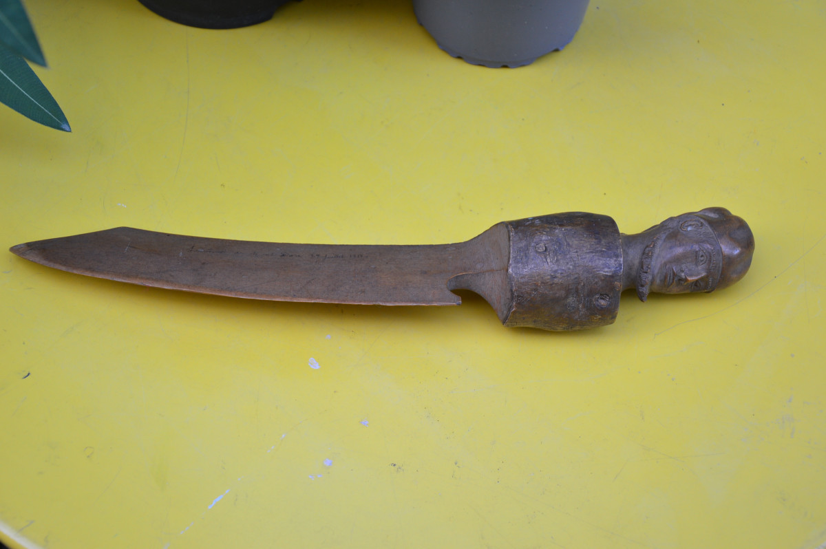 Coupe Papier Bois Sculpté XIX ème-photo-3