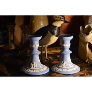 Paire De Bougeoirs Wedgwood