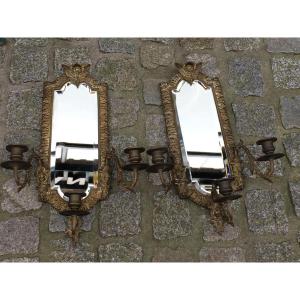 Pair Of Bronze Wall Sconces