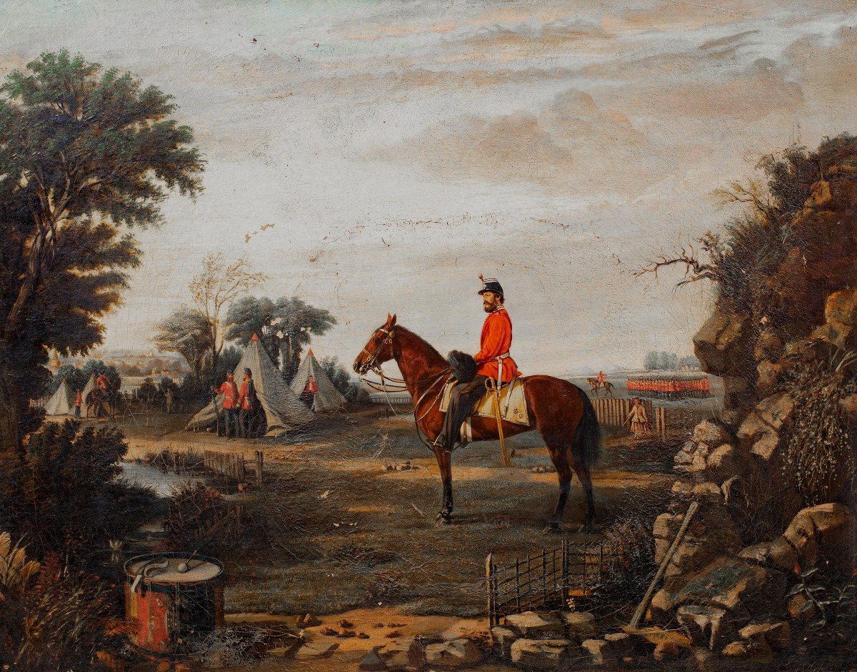 Garibaldi's Red Shirt Camp, 19th Century Attributed To Remigio Legat-photo-3