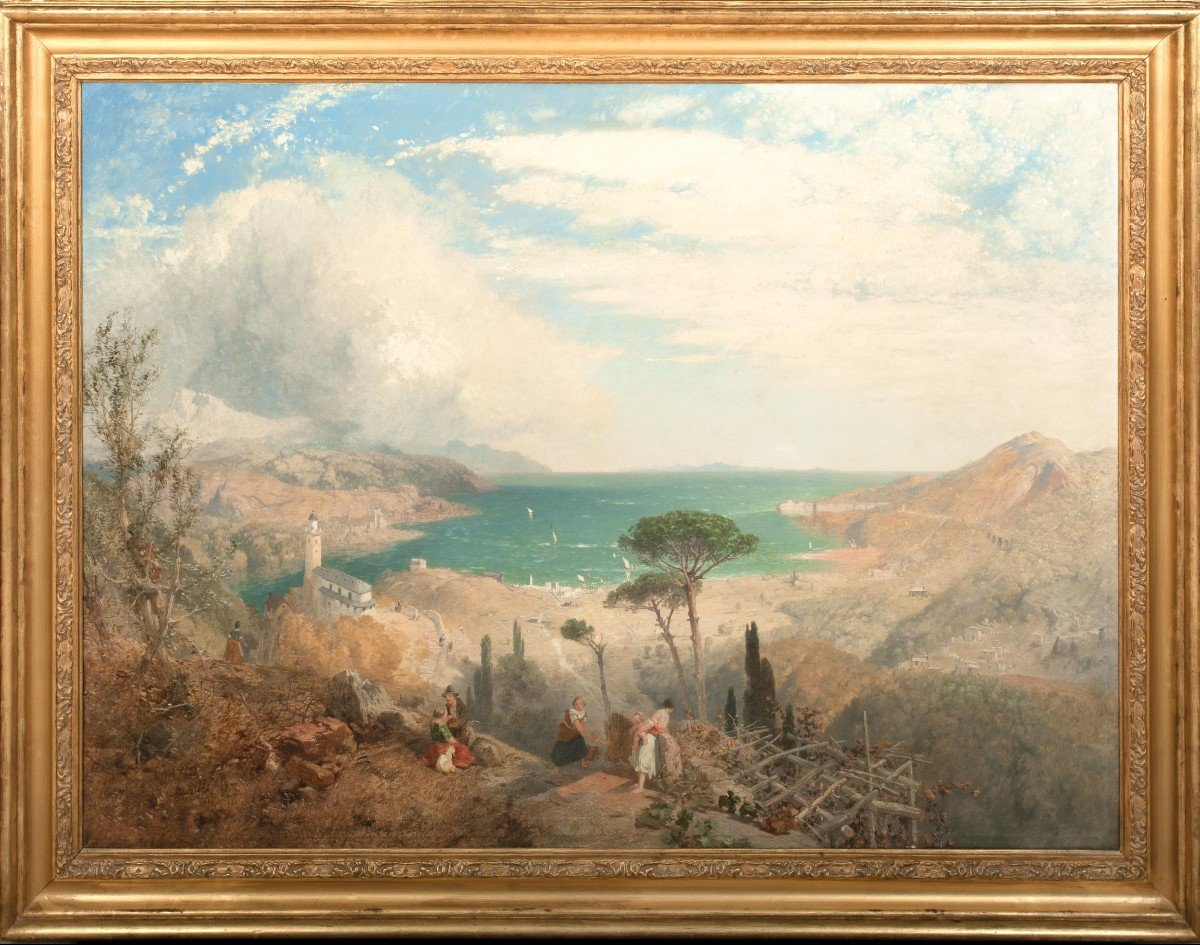 The Gulf Of La Spezia, 19th Century By James Baker Pyne (1800-1870) Large Landscape View