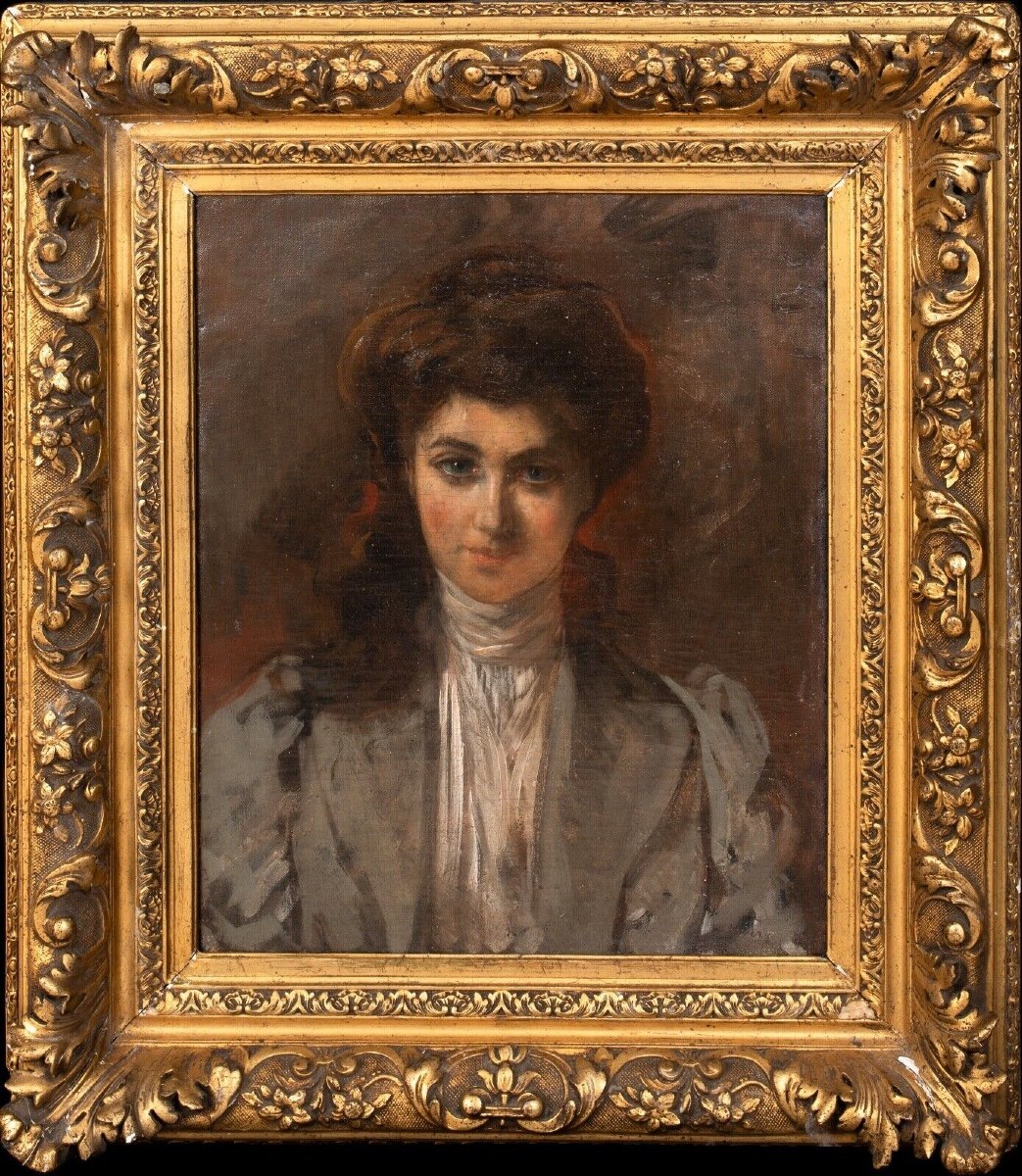 Portrait Of A Lady In A Gray Jacket, Circa 1900 Attributed To Sir John Lavery (1856-1941)