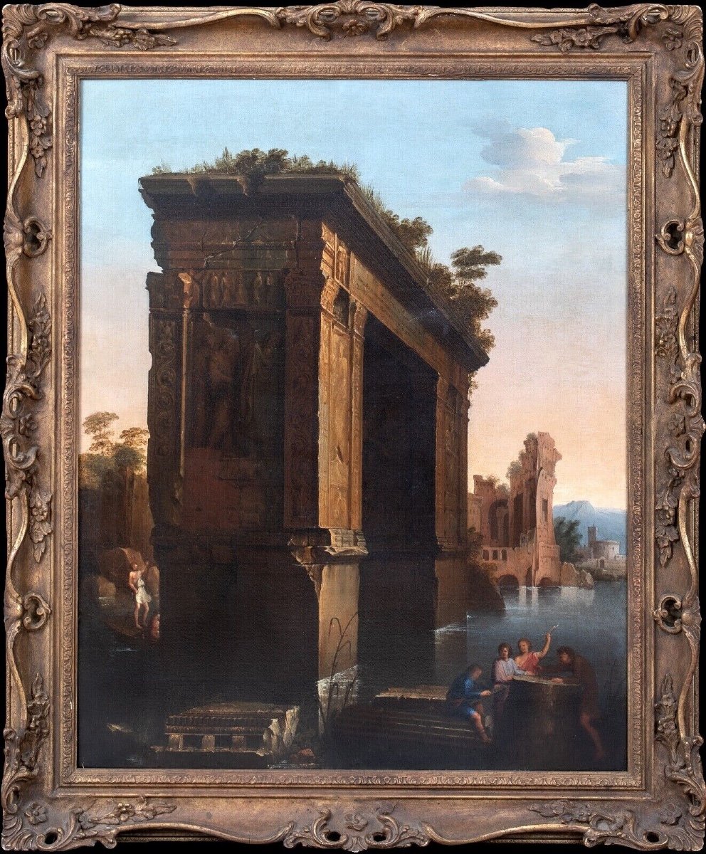 Characters Near The Ruins Of An Arch, 17th Century Workshop Of Giovanni Paolo Panini 