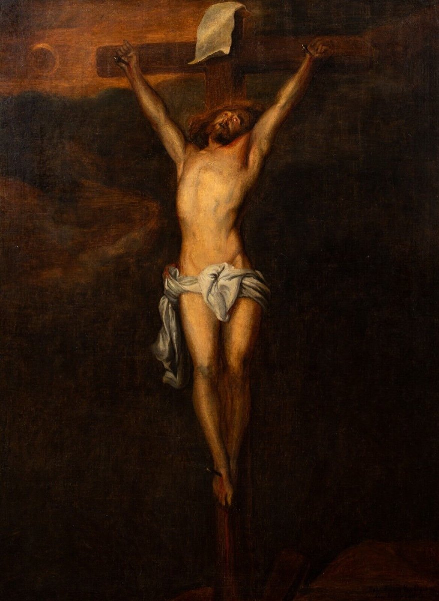 The Crucifixion, 17th Century Circle Of Anthony Van Dyck (1599-1641)-photo-3