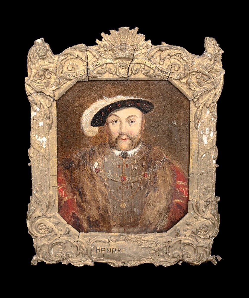Portrait d'Un Roi Henri VIII (1491-1547), XVIe Siècle  école Anglaise - Huile Sur Panneau -photo-2