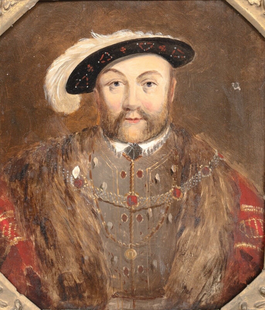 Portrait d'Un Roi Henri VIII (1491-1547), XVIe Siècle  école Anglaise - Huile Sur Panneau -photo-3