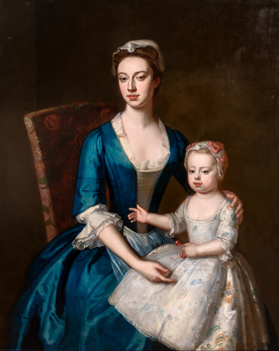 Portrait Of Elizabeth Plumer (née Byde) And Her Daughter, Circa 1735 John Vanderbank (1694-1739)-photo-2