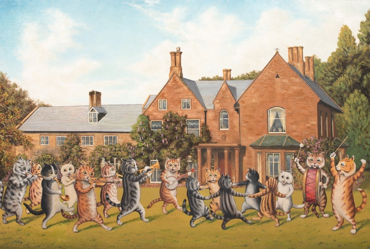  Tabby Cat Garden Orchestra, 19th Century Louis William Wain (1860-1939)  -photo-2