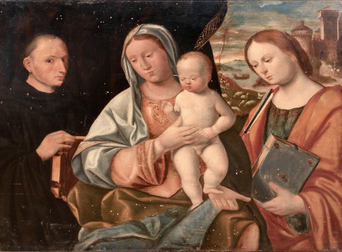 La Vierge à l'Enfant avec saint Dominique et sainte Ursule, XVIe siècle  GIOVANNI BELLINl-photo-4