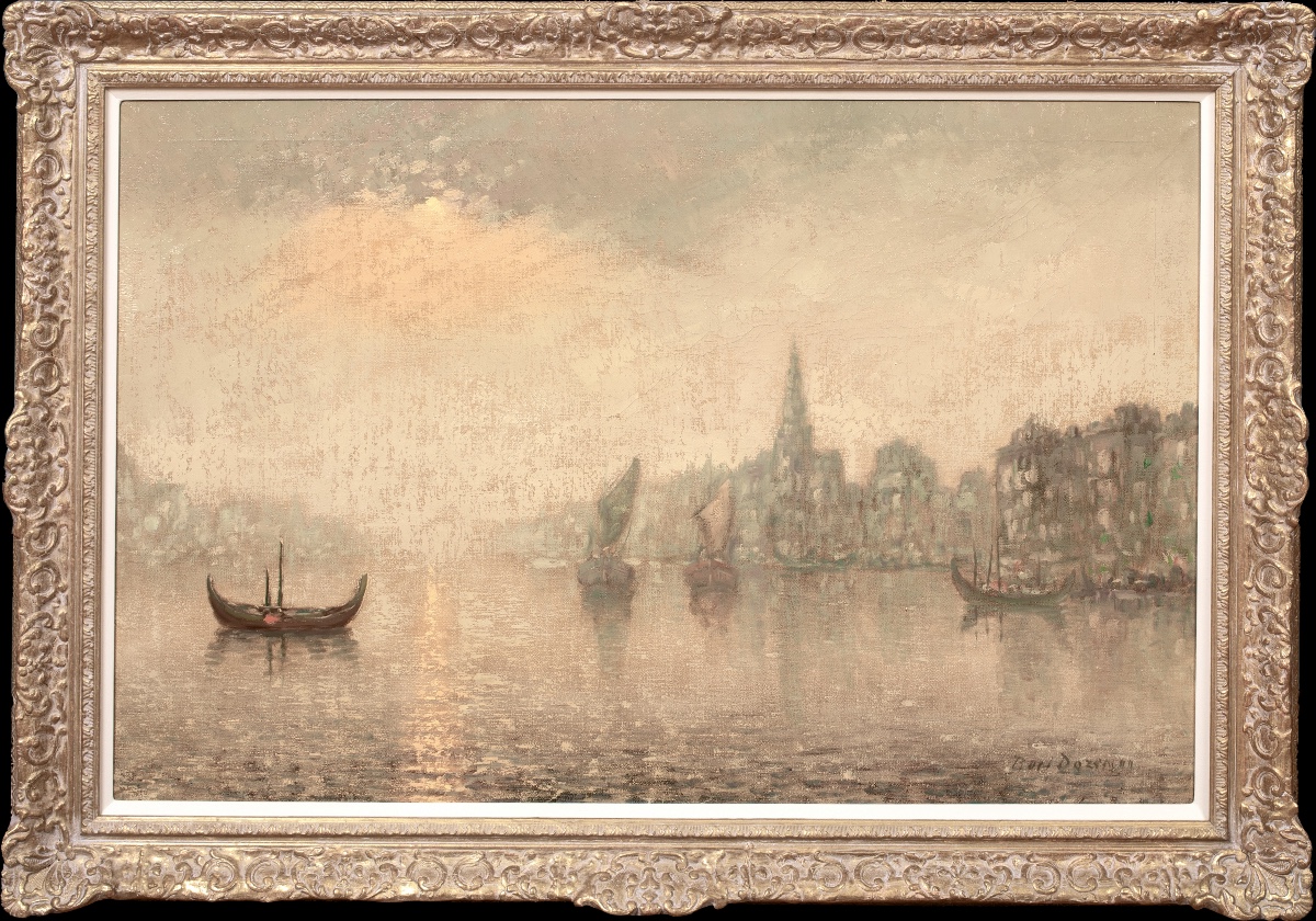 Vue de Venise au clair de lune, XIXe siècle  École impressionniste française - Signé indistinct