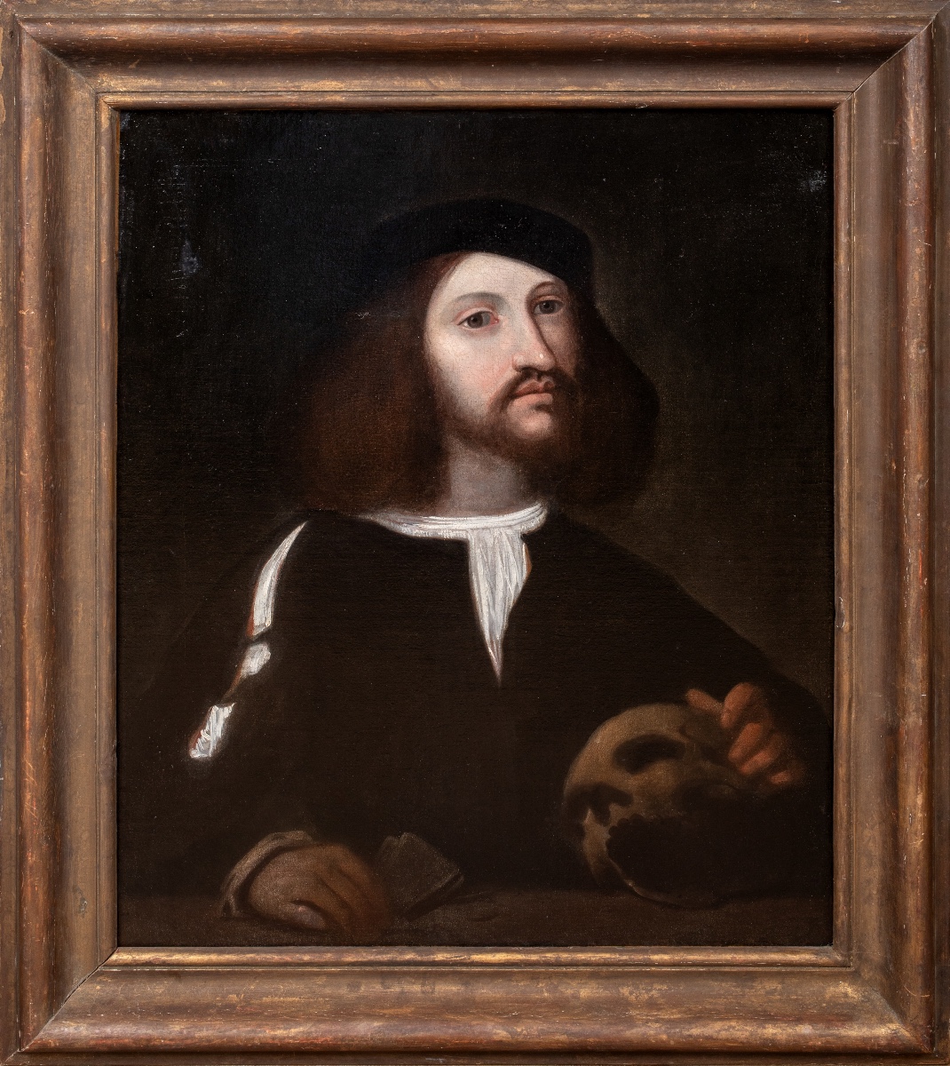 Portrait Of A Venetian Merchant Holding Money And A Skull, 16th Century Venetian School  