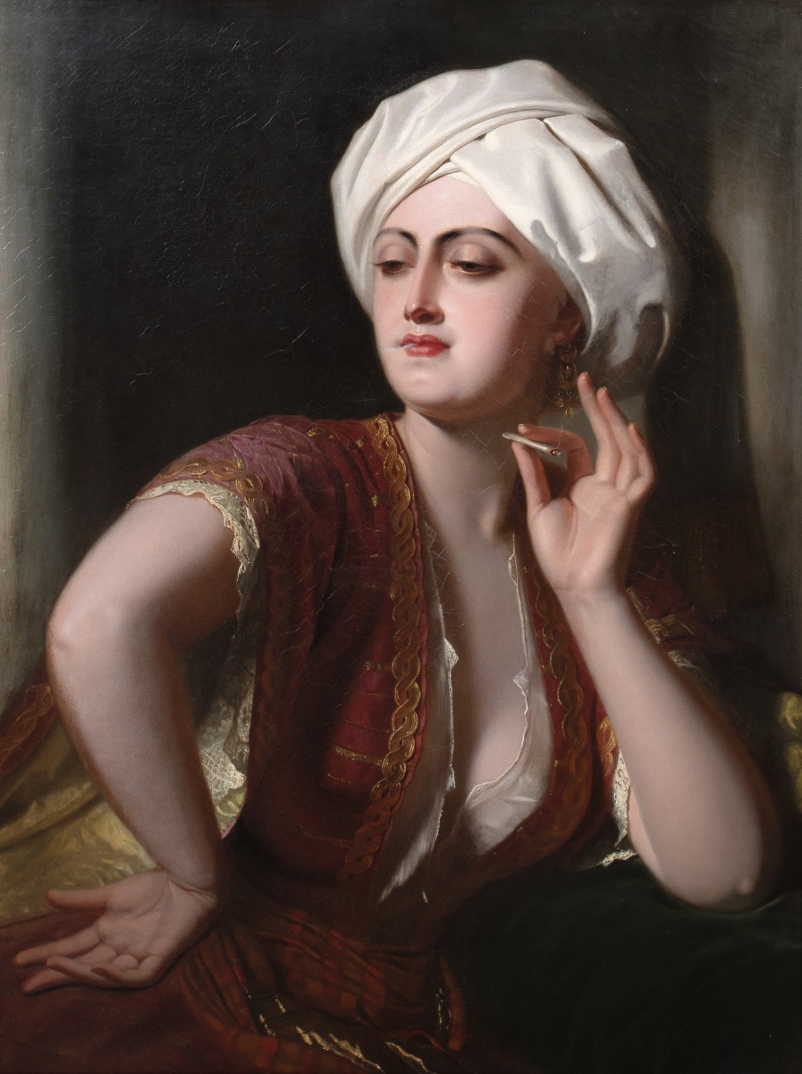 Femme au turban fumant, XIXe siècle  Par PHILIP VILLAMIL DE JAMAÏQUE (1814-1878)  -photo-4