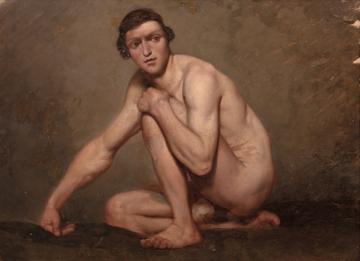 Portrait Of A Nude Man, 18th Century, School Of Jacques-louis David (1748-1825)  -photo-2